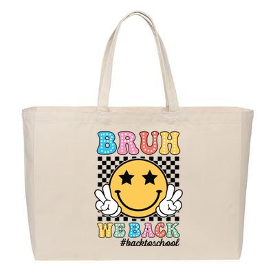 Bruh We Back Teachers Retro Back To School Boy Girl Cotton Canvas Jumbo Tote