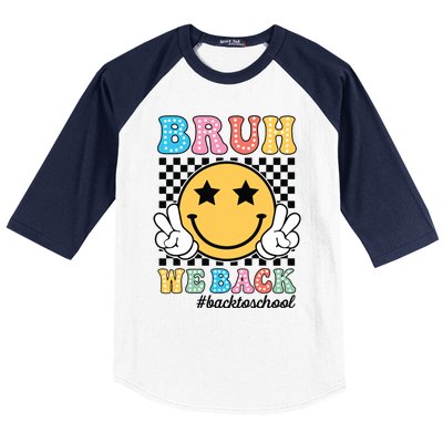 Bruh We Back Teachers Retro Back To School Boy Girl Baseball Sleeve Shirt