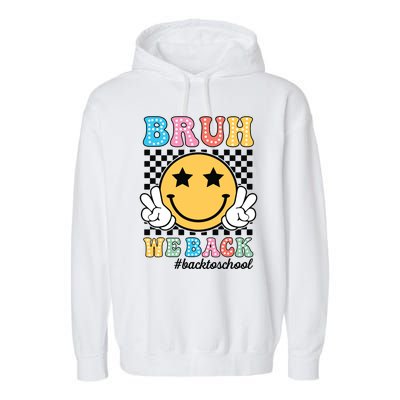 Bruh We Back Teachers Retro Back To School Boy Girl Garment-Dyed Fleece Hoodie