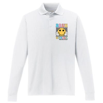 Bruh We Back Teachers Retro Back To School Boy Girl Performance Long Sleeve Polo