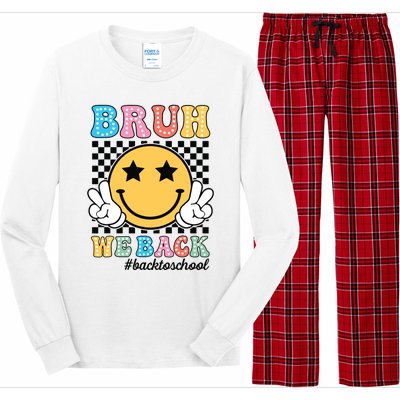 Bruh We Back Teachers Retro Back To School Boy Girl Long Sleeve Pajama Set