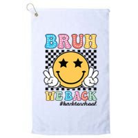 Bruh We Back Teachers Retro Back To School Boy Girl Platinum Collection Golf Towel