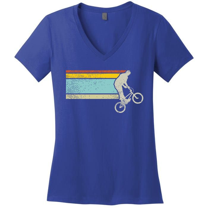 Bmx Wheelie Bike Trick Vintage Flatland Cycling Bicycle Gift Women's V-Neck T-Shirt