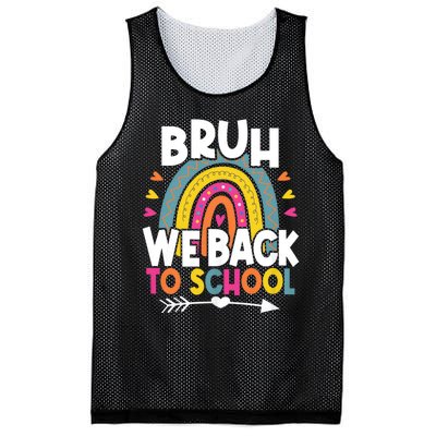 Bruh We Back Teachers Back To School Bruh We Back Rainbow Mesh Reversible Basketball Jersey Tank