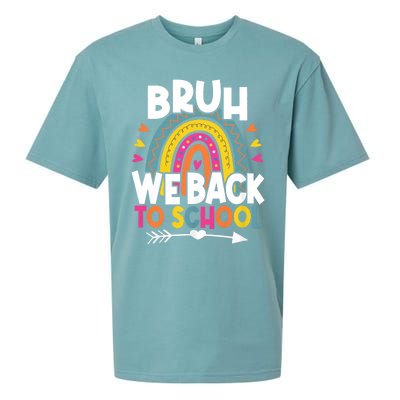 Bruh We Back Teachers Back To School Bruh We Back Rainbow Sueded Cloud Jersey T-Shirt