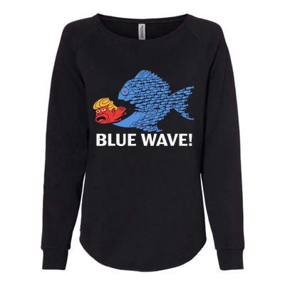 Blue Wave Big Fish Eat Little Fish Trump Hair Womens California Wash Sweatshirt