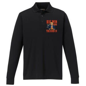 Big Win Bring The Bird In Funny Trump Thanksgiving Performance Long Sleeve Polo