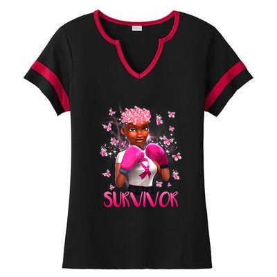 Black Women Breast Cancer Survivor Breast Cancer Awareness Ladies Halftime Notch Neck Tee