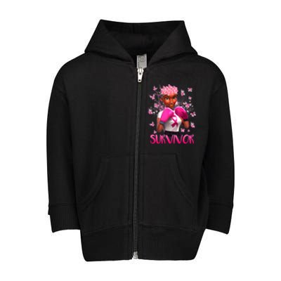 Black Women Breast Cancer Survivor Breast Cancer Awareness Toddler Zip Fleece Hoodie