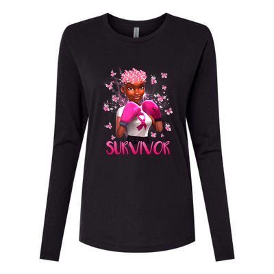 Black Women Breast Cancer Survivor Breast Cancer Awareness Womens Cotton Relaxed Long Sleeve T-Shirt