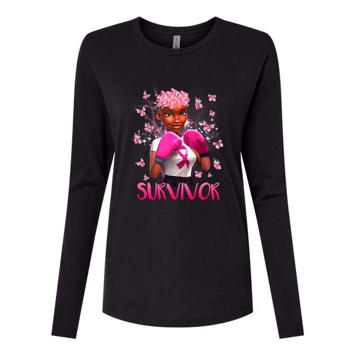 Black Women Breast Cancer Survivor Breast Cancer Awareness Womens Cotton Relaxed Long Sleeve T-Shirt