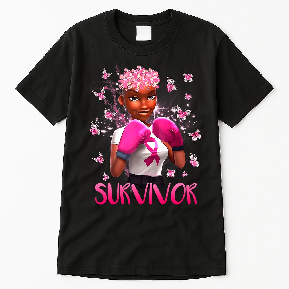 Black Women Breast Cancer Survivor Breast Cancer Awareness Tall T-Shirt
