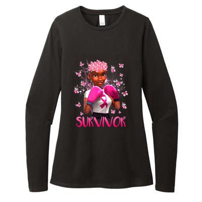 Black Women Breast Cancer Survivor Breast Cancer Awareness Womens CVC Long Sleeve Shirt