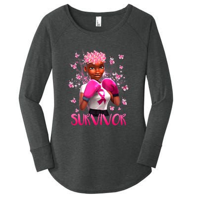 Black Women Breast Cancer Survivor Breast Cancer Awareness Women's Perfect Tri Tunic Long Sleeve Shirt