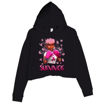 Black Women Breast Cancer Survivor Breast Cancer Awareness Crop Fleece Hoodie