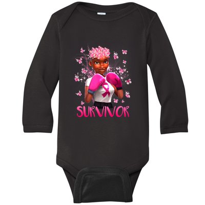 Black Women Breast Cancer Survivor Breast Cancer Awareness Baby Long Sleeve Bodysuit