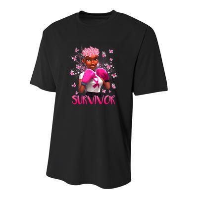 Black Women Breast Cancer Survivor Breast Cancer Awareness Youth Performance Sprint T-Shirt