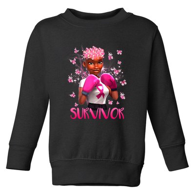 Black Women Breast Cancer Survivor Breast Cancer Awareness Toddler Sweatshirt