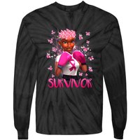 Black Women Breast Cancer Survivor Breast Cancer Awareness Tie-Dye Long Sleeve Shirt