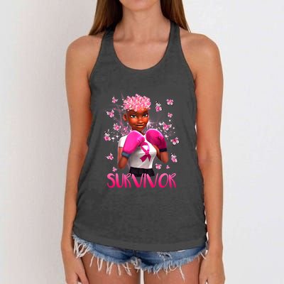 Black Women Breast Cancer Survivor Breast Cancer Awareness Women's Knotted Racerback Tank