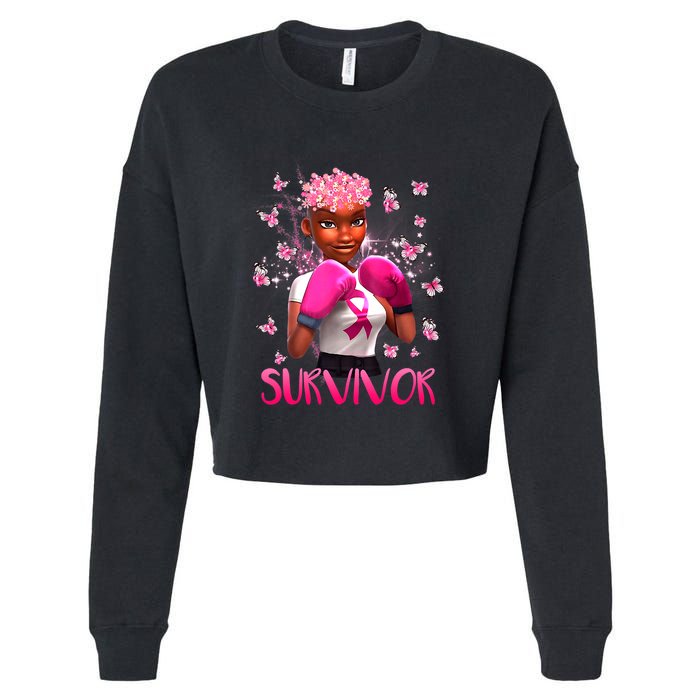 Black Women Breast Cancer Survivor Breast Cancer Awareness Cropped Pullover Crew