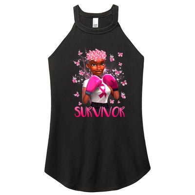 Black Women Breast Cancer Survivor Breast Cancer Awareness Women's Perfect Tri Rocker Tank