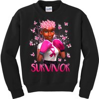 Black Women Breast Cancer Survivor Breast Cancer Awareness Kids Sweatshirt