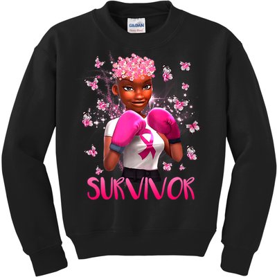 Black Women Breast Cancer Survivor Breast Cancer Awareness Kids Sweatshirt