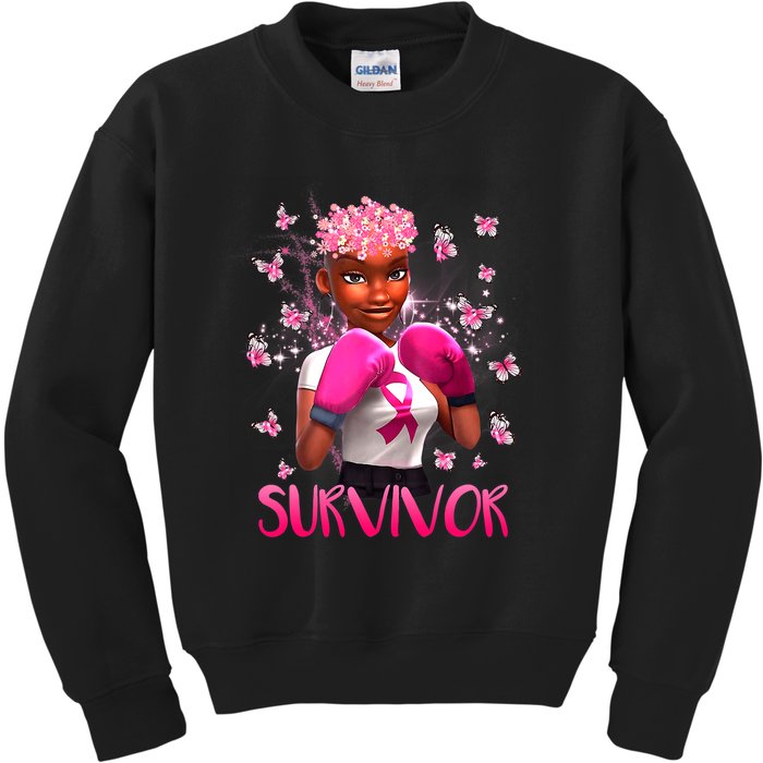 Black Women Breast Cancer Survivor Breast Cancer Awareness Kids Sweatshirt