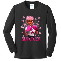 Black Women Breast Cancer Survivor Breast Cancer Awareness Kids Long Sleeve Shirt