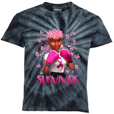 Black Women Breast Cancer Survivor Breast Cancer Awareness Kids Tie-Dye T-Shirt