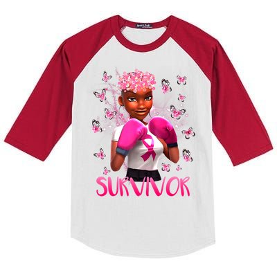 Black Women Breast Cancer Survivor Breast Cancer Awareness Kids Colorblock Raglan Jersey