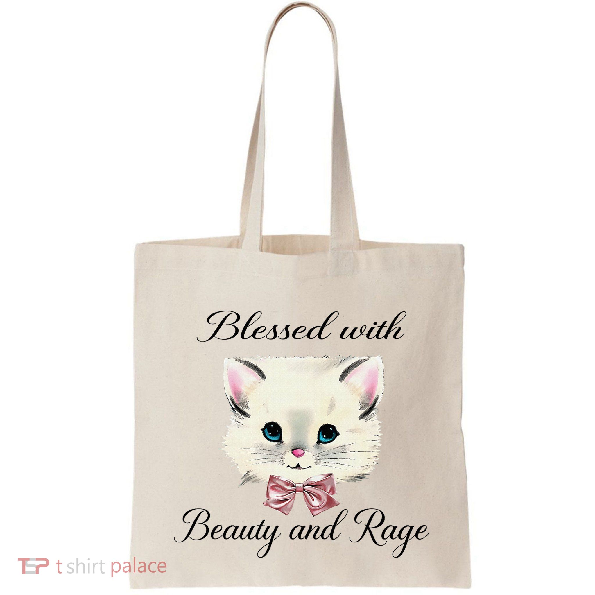 Blessed With Beauty And Rage Cute Lovely Cat Face Ribbon Bag