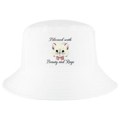 Blessed With Beauty And Rage Cute Lovely Cat Face Ribbon Cool Comfort Performance Bucket Hat