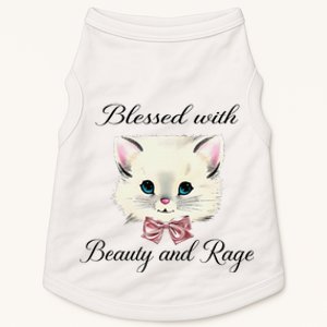 Blessed With Beauty And Rage Cute Lovely Cat Face Ribbon Doggie Tank