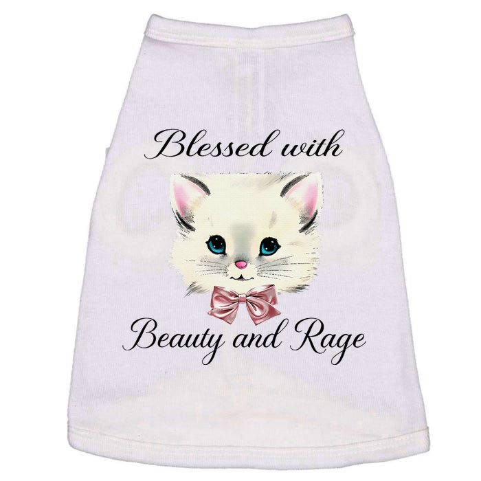 Blessed With Beauty And Rage Cute Lovely Cat Face Ribbon Doggie Tank