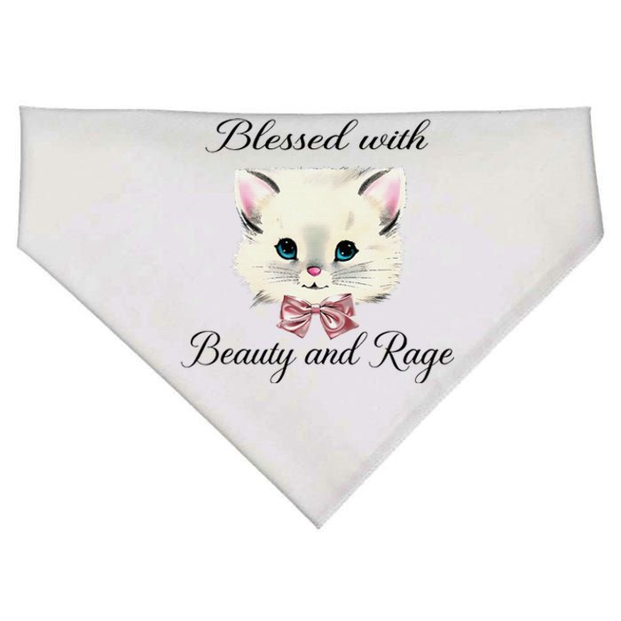 Blessed With Beauty And Rage Cute Lovely Cat Face Ribbon USA-Made Doggie Bandana