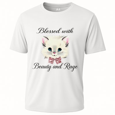 Blessed With Beauty And Rage Cute Lovely Cat Face Ribbon Performance Shirt