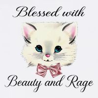 Blessed With Beauty And Rage Cute Lovely Cat Face Ribbon 11oz C Handle Ceramic Mug