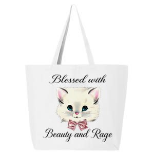 Blessed With Beauty And Rage Cute Lovely Cat Face Ribbon 25L Jumbo Tote