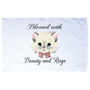 Blessed With Beauty And Rage Cute Lovely Cat Face Ribbon Microfiber Hand Towel