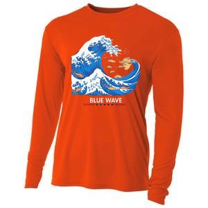 Blue Wave Big Fish Eat Little Fish Trump Hair Cooling Performance Long Sleeve Crew