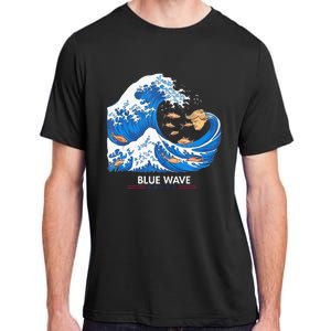 Blue Wave Big Fish Eat Little Fish Trump Hair Adult ChromaSoft Performance T-Shirt