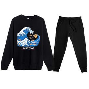 Blue Wave Big Fish Eat Little Fish Trump Hair Premium Crewneck Sweatsuit Set