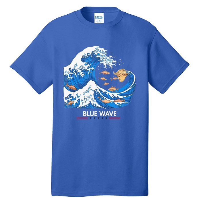 Blue Wave Big Fish Eat Little Fish Trump Hair Tall T-Shirt