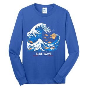 Blue Wave Big Fish Eat Little Fish Trump Hair Tall Long Sleeve T-Shirt