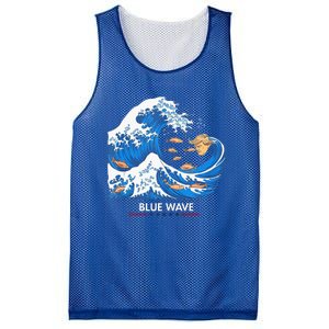 Blue Wave Big Fish Eat Little Fish Trump Hair Mesh Reversible Basketball Jersey Tank