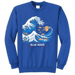 Blue Wave Big Fish Eat Little Fish Trump Hair Tall Sweatshirt