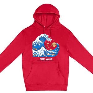 Blue Wave Big Fish Eat Little Fish Trump Hair Premium Pullover Hoodie