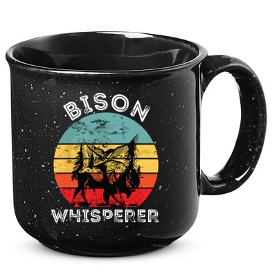 Bison Whisperer Buffalo Cattle Vintage Retro Sunset Colorado 15oz Campfire Ceramic Mug